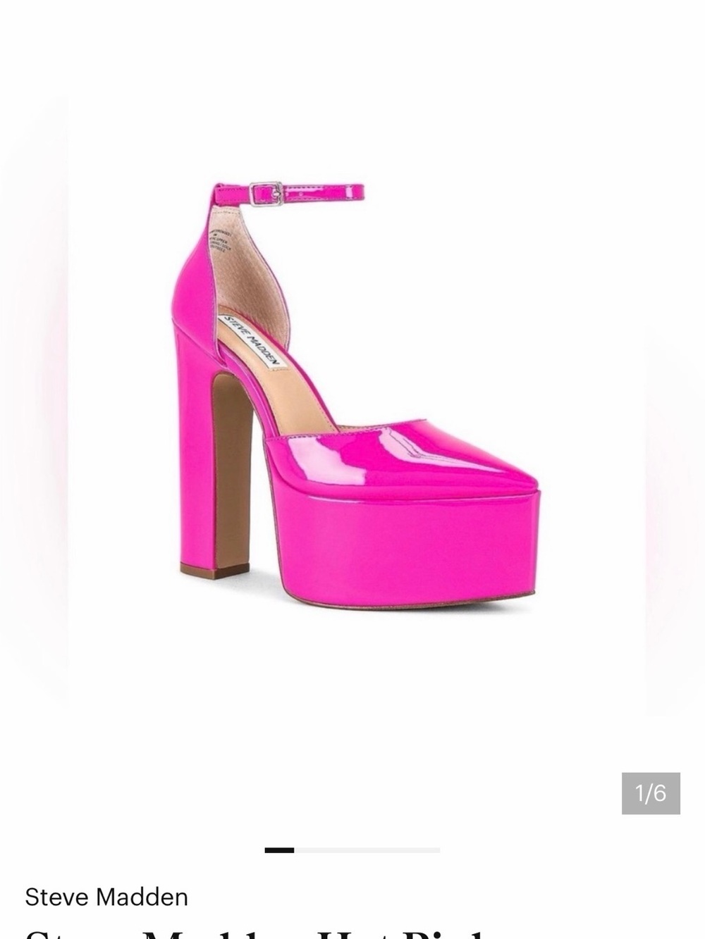 Steve Madden Prompt Patent Fuchsia Platform Ankle-Strap Heels